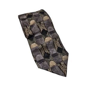 Today's Man Gray Green Beige Printed Silk Tie